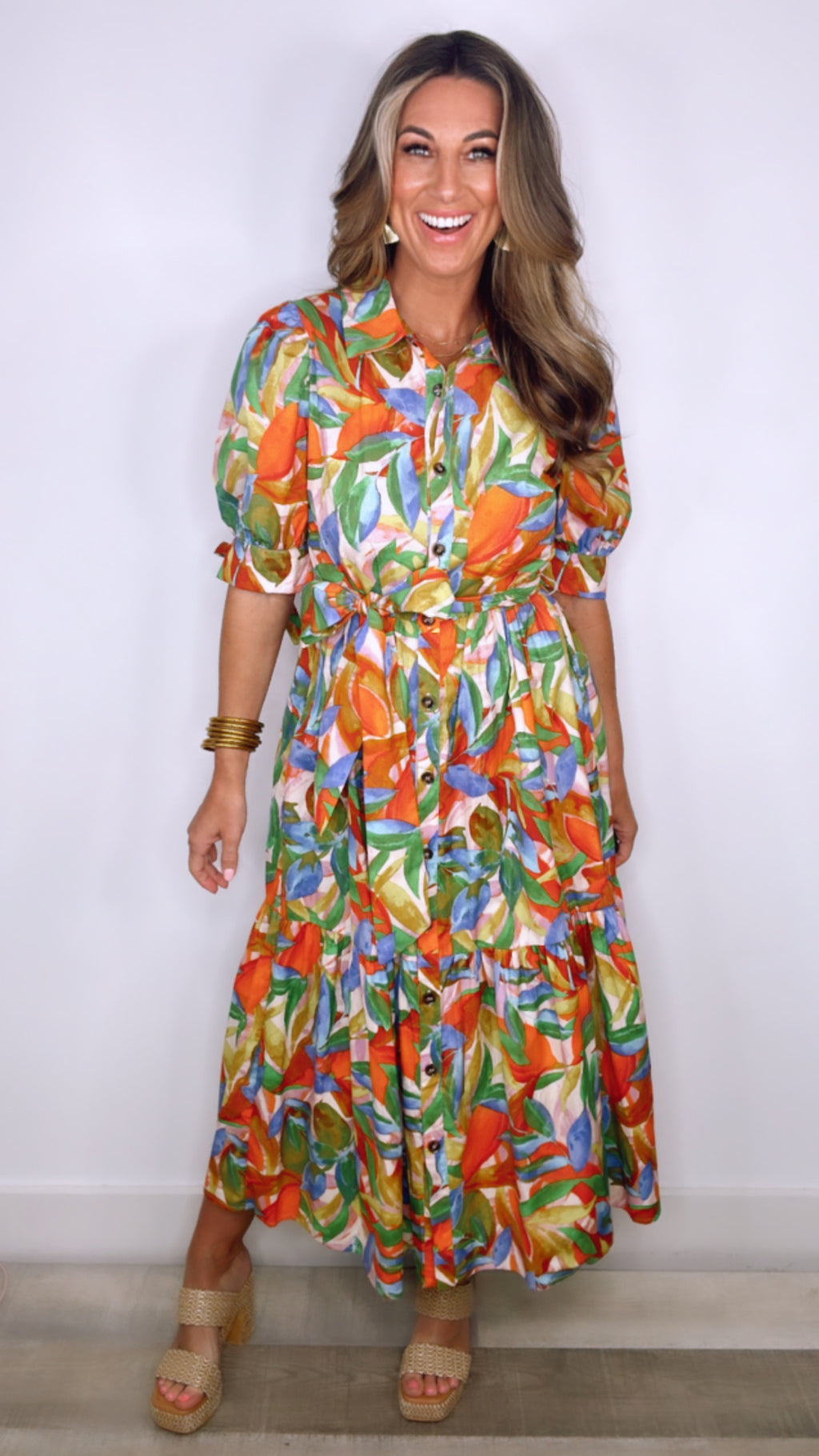 Karlie Tropical Island Maxi Shirt Dress