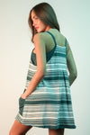 Forest Green Stripe Halter Dress Romper (1 LARGE)