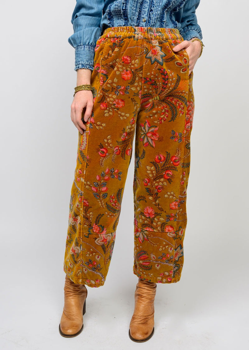Ivy Jane Gold Velveteen Pull On Barrel Pants