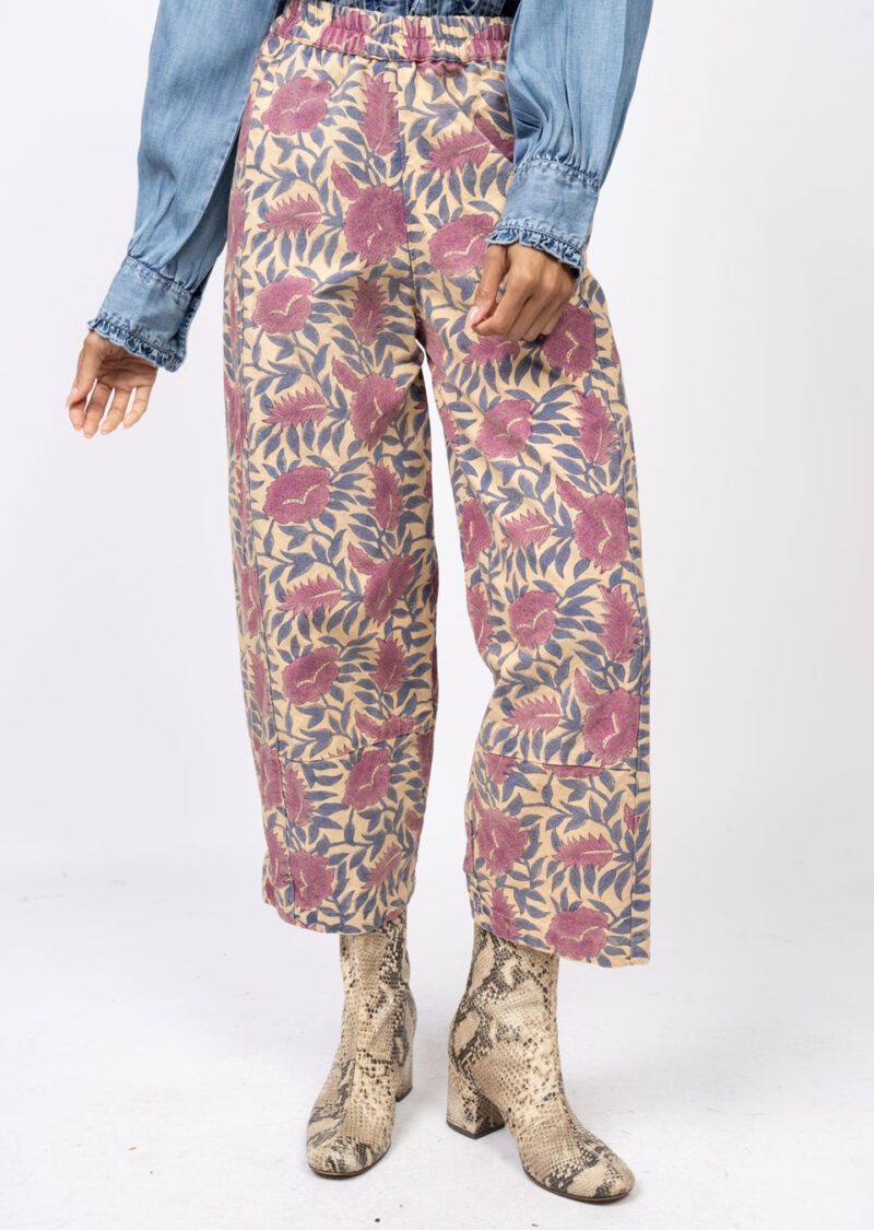 Ivy Jane Plum Floral Pull On Barrell Pants