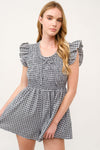 Black Gingham Smocked Romper