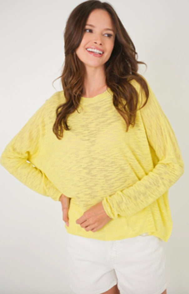 Stitchdrop Sandcastle Crewneck Long Sleeve in Sour Citrus (MEDIUM)