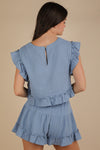 Denim Blue Ruffle Trim Set