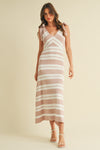Mauve Stripe Sweater Sleeveless Midi Dress