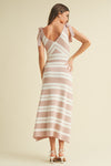 Mauve Stripe Sweater Sleeveless Midi Dress