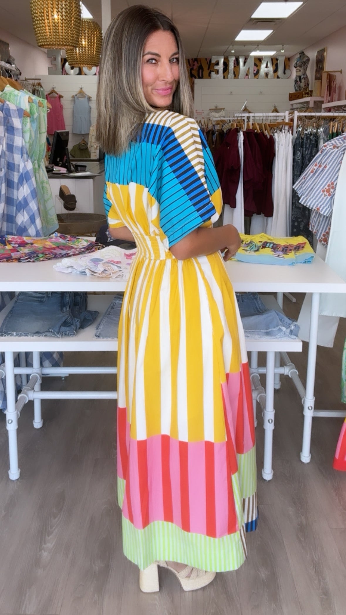 karlie dress Karlie Orange Multi Print Collared Button Down Self Tie Waist Shirt Maxi Dress *FINAL SALE*