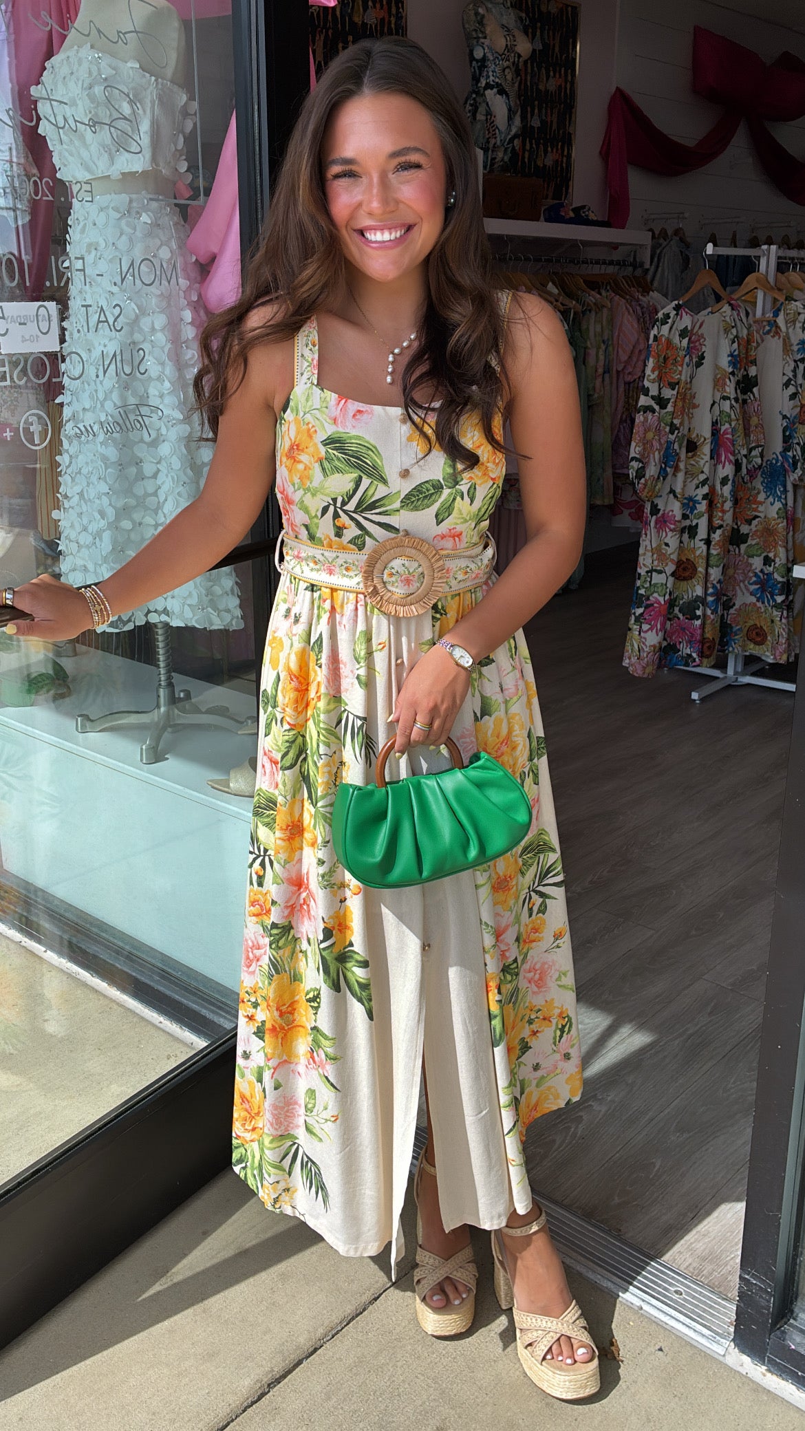 Moon River | Floral Print Belted Maxi