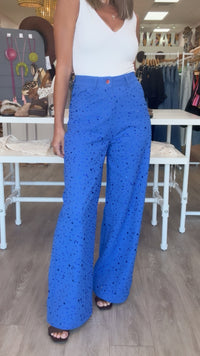 Queen of Sparkles Blue Wide Leg Rhinestone Jean (Bottoms Only)