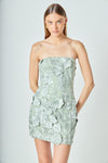 Endless Rose Sage Floral Embroidered Mini Dress