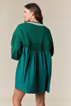 Hunter Green BabyDoll & Varsity Striped Dress