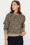 Current Air Leopard Mock Neck Sweater (1 SMALL)