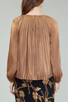 Current Air Gold Pleated Round Neck Top