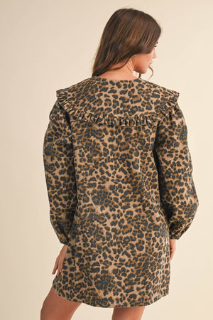 Leopard Oversized Collar Dress