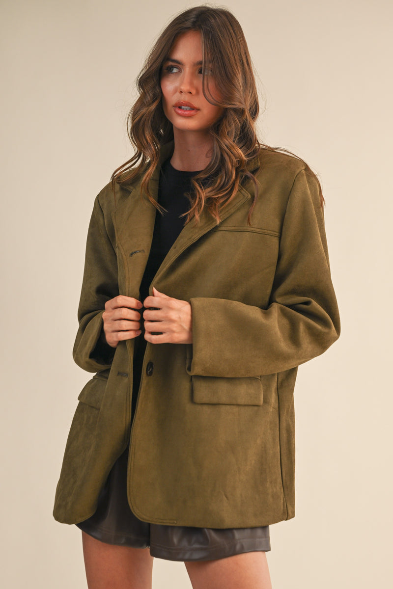Olive Suede Blazer