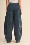 Blue Washed Corduroy Barrel Pants