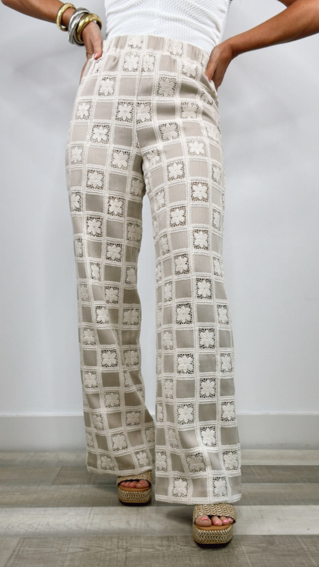 English Factory Crochet Patchwork Pants