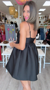Endless Rose | Black Bead Embellished Bow Mini Dress