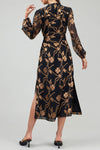 Current Air Black and Gold Button Down Shirt Midi Dress (MEDIUM)