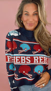 Queen of Sparkles Vintage Football Helmet Stripe Sweater