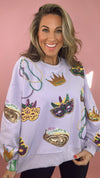 Queen of Sparkles Lavender Mardi Gras Icon Sweatshirt (1 LARGE)