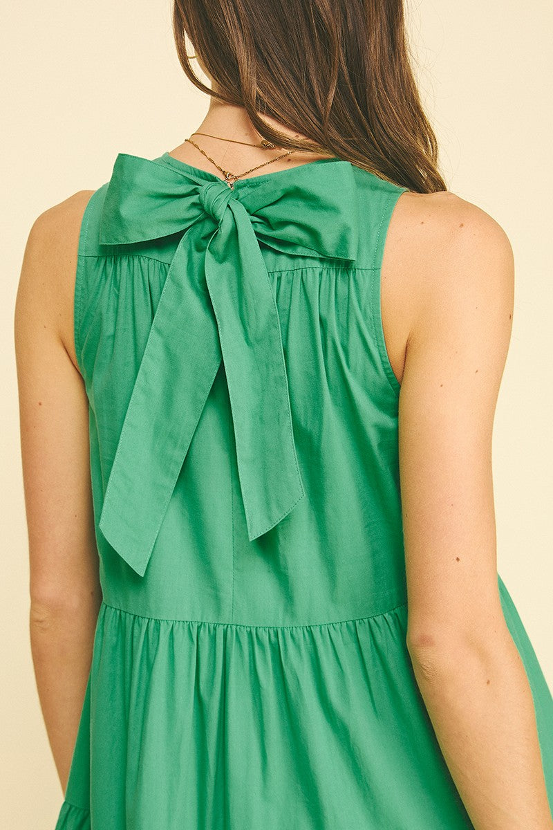 Green Bow Back Tiered Maxi