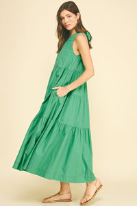 Green Bow Back Tiered Maxi