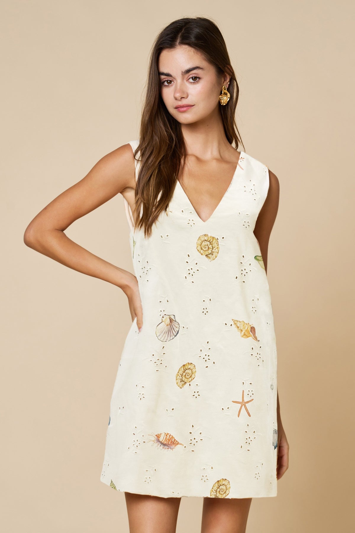 Cream Seashell Mini Dress
