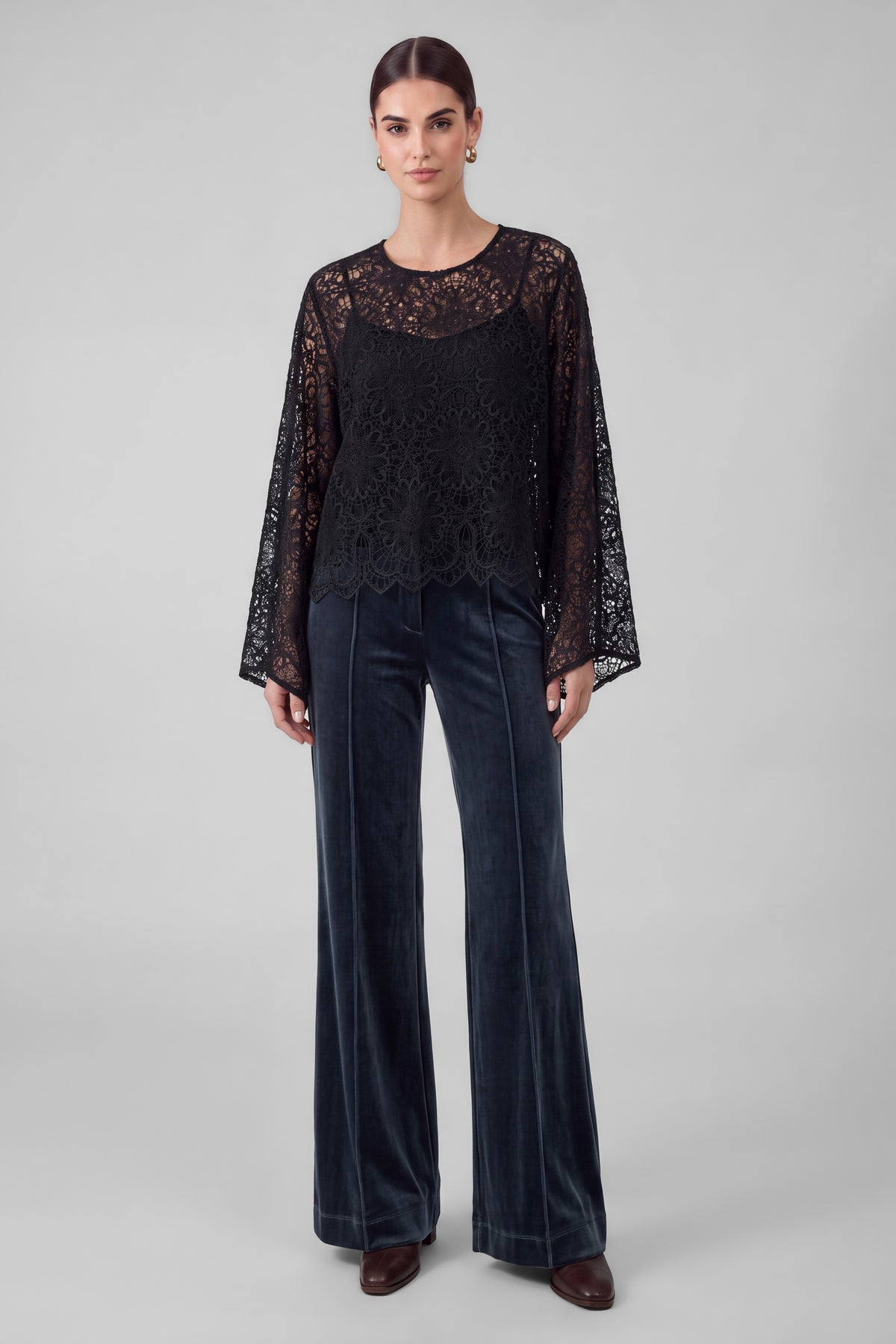 Current Air | Black Lace Poncho w/ Cami Top