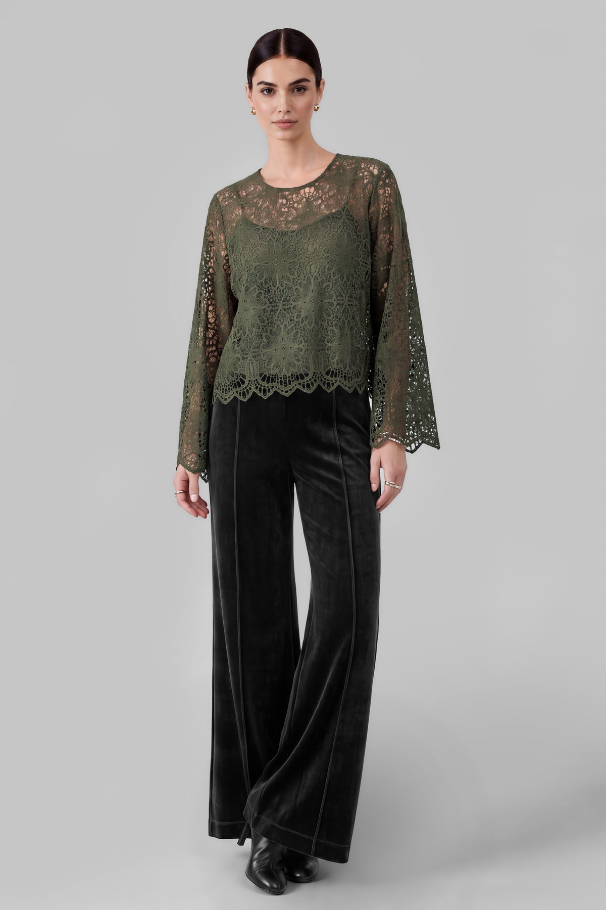 Current Air | Olive Lace Poncho w/ Cami Top