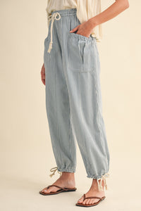 Denim Stripe Pant w/ Cinch Ankle