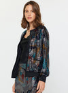 Current Air Round Neck Metallic Cardigan Jacket