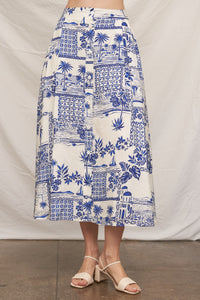 White/Blue Printed Skirt Set (1 LARGE)