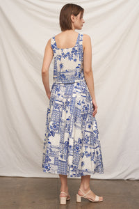 White/Blue Printed Skirt Set (1 LARGE)