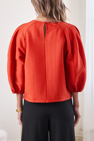 Current Air Amber Solid 3/4 Sleeve Top