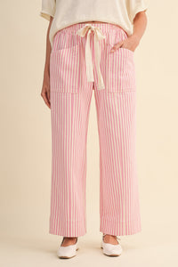 Pink/Ivory Stripe Wide Leg Pant