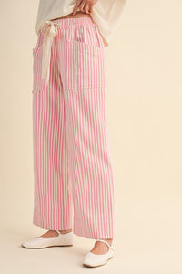 Pink/Ivory Stripe Wide Leg Pant