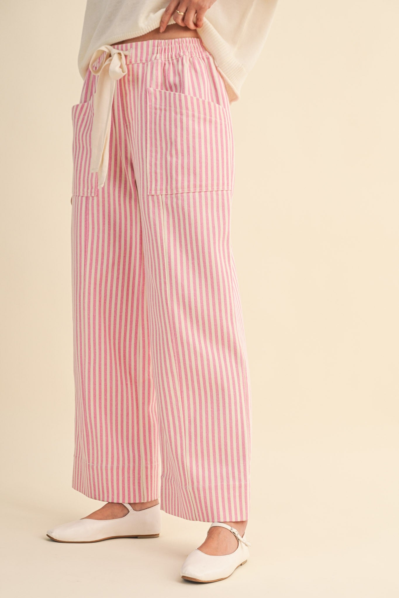 Pink/Ivory Stripe Wide Leg Pant