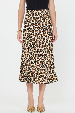 Current Air Brown Leopard Elastic Waist Midi Skirt