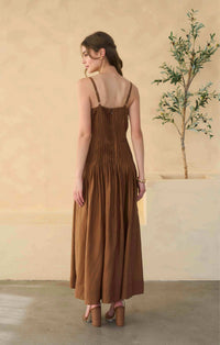 Moon River | Chocolate Pleated Detail Maxi Dress
