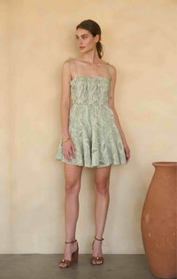 Moon River | Olive Floral Eyelet Mini Dress