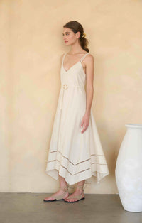 Moon River | Sleeveless Asymmetric Hem Belted Dress