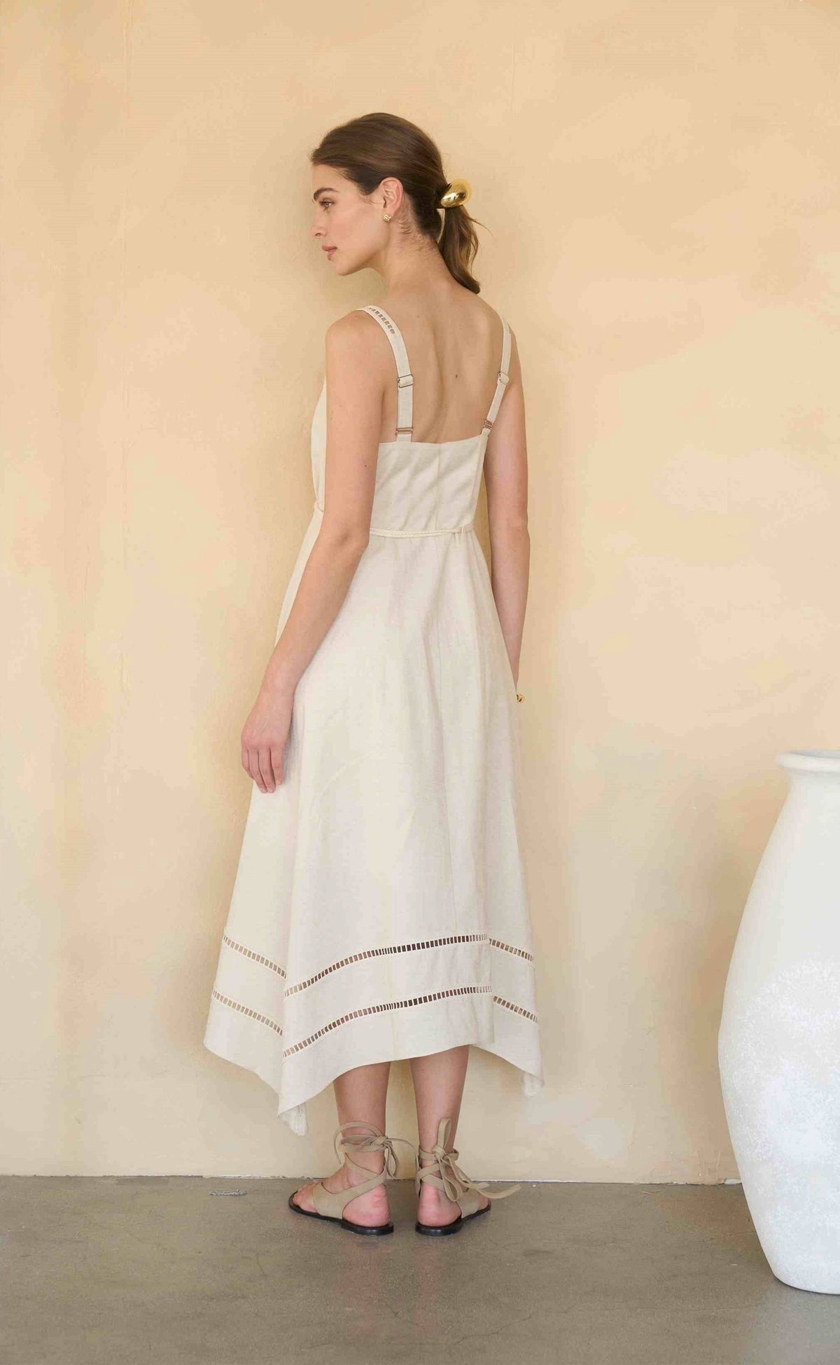 Moon River | Sleeveless Asymmetric Hem Belted Dress