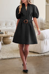 Current Air Black Puff Sleeve Belted Dress (1 SMALL)