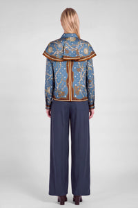 Current Air | Chain Print Cape Buttondown Top