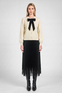 Current Air | Ivory Bow Front Sweater Cardigan