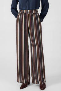 Current Air | Burgundy Stripe Wide Leg Pants
