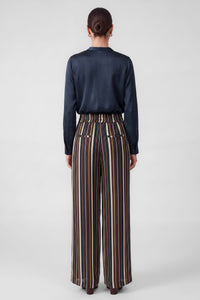 Current Air | Burgundy Stripe Wide Leg Pants