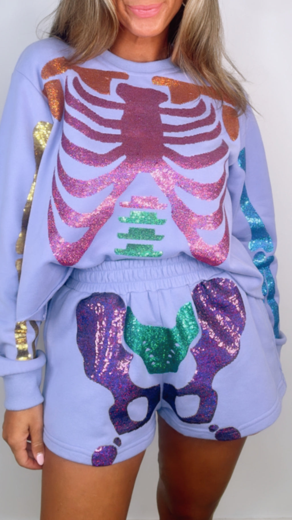 Queen of Sparkles Purple Multi Skeleton Shorts