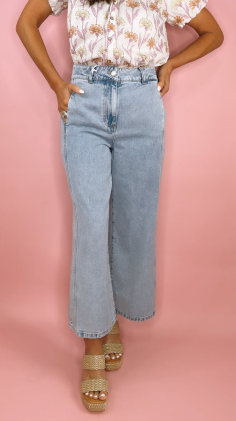 Dear John Audrey Cropped Wide Leg in Ocean