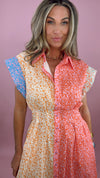 Endless Rose Colorblock Printed Shirt Midi Dress